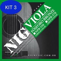 Kit 3 Encordoamento Viola Nig Tensão Media Cebolão Em Mi