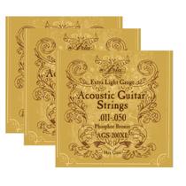 Kit 3 Encordoamento Violão .011 AGS200XL Phosphor Bronze Aria Guitars