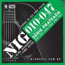 Kit 3 Encordoamento Violão Aço 010 NIG Série Prateada N420