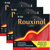 Kit 3 Encordoamento Violão Aço .010 Rouxinol R50