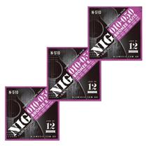 Kit 3 Encordoamento Violão Aço Bronze .010 12 Cordas N510 NIG Kit 3 Encordoamento Violão Aço Bronze .010 12 Cordas N510 NIG
