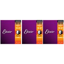 Kit 3 Encordoamento Violão Aço Elixir Nanoweb 0.10