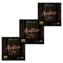 Kit 3 Encordoamento Violão Aço Giannini Acústico .009 GESWAL Kit 3 Encordoamento Violão Aço Giannini Acústico .009 GESWAL