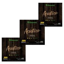 Kit 3 Encordoamento Violão Aço Giannini Acústico .009 Geswal Kit 3 Encordoamento Violão Aço Giannini Acústico .009 Geswal