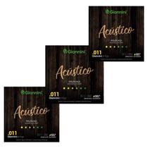 Kit 3 Encordoamento Violão Aço Giannini Acustico .011 Gespw Kit 3 Encordoamento Violão Aço Giannini Acustico .011 Gespw