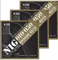 Kit 3 Encordoamento Violão Aço Nig N500 010-050