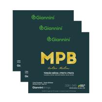 Kit 3 Encordoamento Violão Giannini MPB GENWBS Nylon Preto-Prata Média