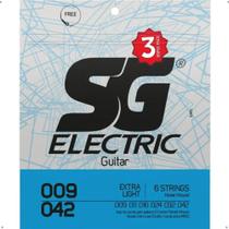 Kit 3 Encordoamentos 0.09 Para Guitarra Aço Extra Light Sg