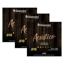 Kit 3 encordoamentos giannini geswam violao bronze 0.010