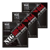 Kit 3 Encordoamentos Guitarra Nig .09/046 NH-66 Hibrida Kit 3 Encordoamentos Guitarra Nig .09/046 NH-66 Hibrida