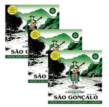 Kit 3 encordoamentos para cavaco são gonçalo níquel com bolinha tensão média- jogo de cordas +3 sol+palheta