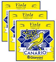 Kit 3 Encordoamentos Viola Canário GESVBL Cebolão em Mi c/ Bolinha