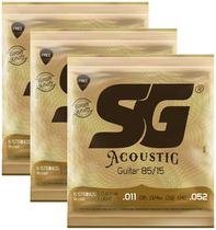 Kit 3 Encordoamentos Violão Aço Sg Bronze 011 Cod 6686