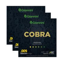Kit 3 Encordoamentos Violão Giannini Aço Cobra Bronze GEEWAK 85/15 0.009"