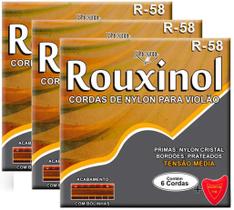 Kit 3 Encordoamentos Violão Nylon Rouxinol R58 Tm Bolinha