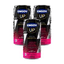 Kit 3 Energético Engov UP Taurina Cafeína e Arginina Sabor Morango e Kiwi Zero Açúcares 269ml