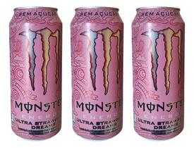 Kit 3 Energético Monster Ultra Strawberry Dream 473ml Zero