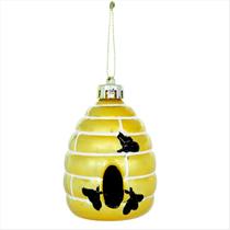 Kit 3 Enfeite Abelha Colmeia Para Pendurar Perolado Dourado 8cm