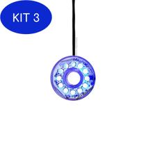 Kit 3 Enfeite Aquário Anel Luzinha Led Decorativo Azul Ymag