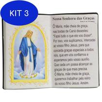 Kit 3 Enfeite Decorativo Em Resina Livro Nossa Senhora Das Graças