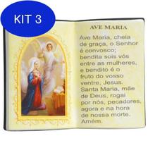 Kit 3 Enfeite Decorativo Resina Livro Ave Maria
