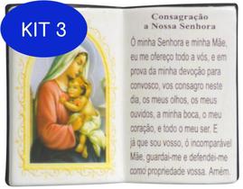 Kit 3 Enfeite Decorativo Resina Livro Consagração A Nossa Senhora