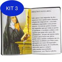 Kit 3 Enfeite Decorativo Resina Livro Santa Rita