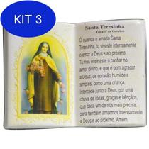 Kit 3 Enfeite Decorativo Resina Livro Santa Terezinha