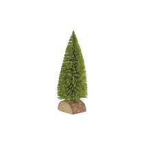 Kit 3 Enfeite Mini Pinheiro Verde Base Madeira Natalino 24cm