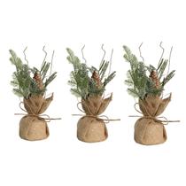 Kit 3 Enfeites Arranjo de Mesa Juta Folhagem e Pinha 26CM