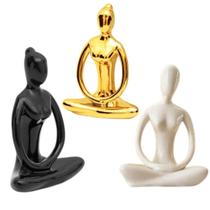 Kit 3 Enfeites Decorativo Metalizado Bailarina Padmasana 12,3cm
