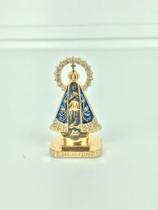 Kit 3 Enfeites Nossa Senhora Aparecida dourado com resplendor alta qualidade fé