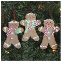 Kit 3 Enfeites Pendente Para Árvore De Natal Biscoito Ginger - Gici Christmas
