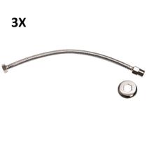 KIT 3 Engate Flexível Mangueira Trançado Aço Inox 40cm