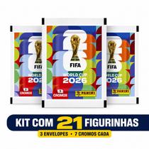 Kit 3 Envelopes de Figurinha da Copa do Mundo 2026 Oficial (21 figurinhas) Panini