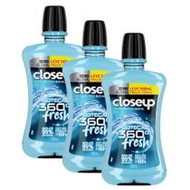 Kit 3 Enxaguante Bucal Closeup Ice Proteção 360 Fresh Zero Álcool Leve 500ml Pague 350ml