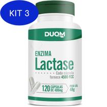 Kit 3 Enzima Lactase 4500 Fcc Intolerância Lactose 120 Caps
