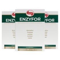 Kit 3 Enzyfor enzimas digestivas Vitafor 30 sachês