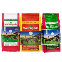 Kit 3 Erva Mate Madrugada Moída Grossa, Tradicional e Pura Folha Chimarrão Kit 3 Erva Mate Madrugada Moída Grossa, Tradicional e Pura Folha Chimarrão