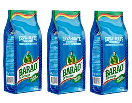 Kit 3 Erva Mate Moída Grossa Barão 1kg