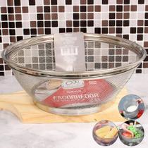 Kit 3 Escorredor Multiuso de Alimentos Inox Massas Cesta Aço Grande Kit 3 Escorredor Multiuso de Alimentos Inox Massas Cesta Aço Grande