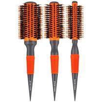 Kit 3 Escova De Cabelo Marco Boni Laranja Profissional Termica Ceramica Cerdas Javali 46mm 55mm 65mm