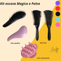 Kit 3 Escova de Cabelo Polvo Flexível + Mágica Massageadora