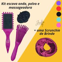 Kit 3 Escova de Cabelo + Raquete Onda Polvo Massageadora