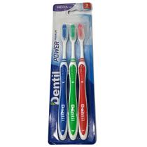 Kit 3 Escova de Dente Adulto Média Power Premium Dentil