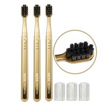 Kit 3 Escova de Dente Metalic Dourada Kess Pro 10k Cerdas Extra Macias Kit 3 Escova de Dente Metalic Dourada Kess Pro 10k Cerdas Extra Macias