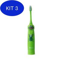 Kit 3 Escova de dentes elétrica Kids Infantil Sapo Techline