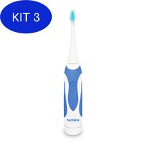 Kit 3 Escova Dental Adulto A Pilhas Azul - Eda01