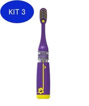 Kit 3 Escova Dental Infantil Magic Brush Angie Roxa Extra Macia
