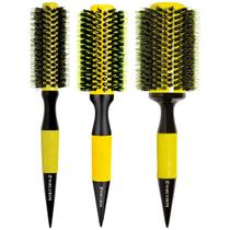 Kit 3 Escova Marco Boni De Cabelo Premium Térmica Em Cerâmica Com Cerdas Duplas De Javali M G GG